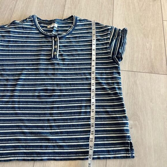 Madewell Stripe Brother Henley women shirt size L - Picture 3 of 6